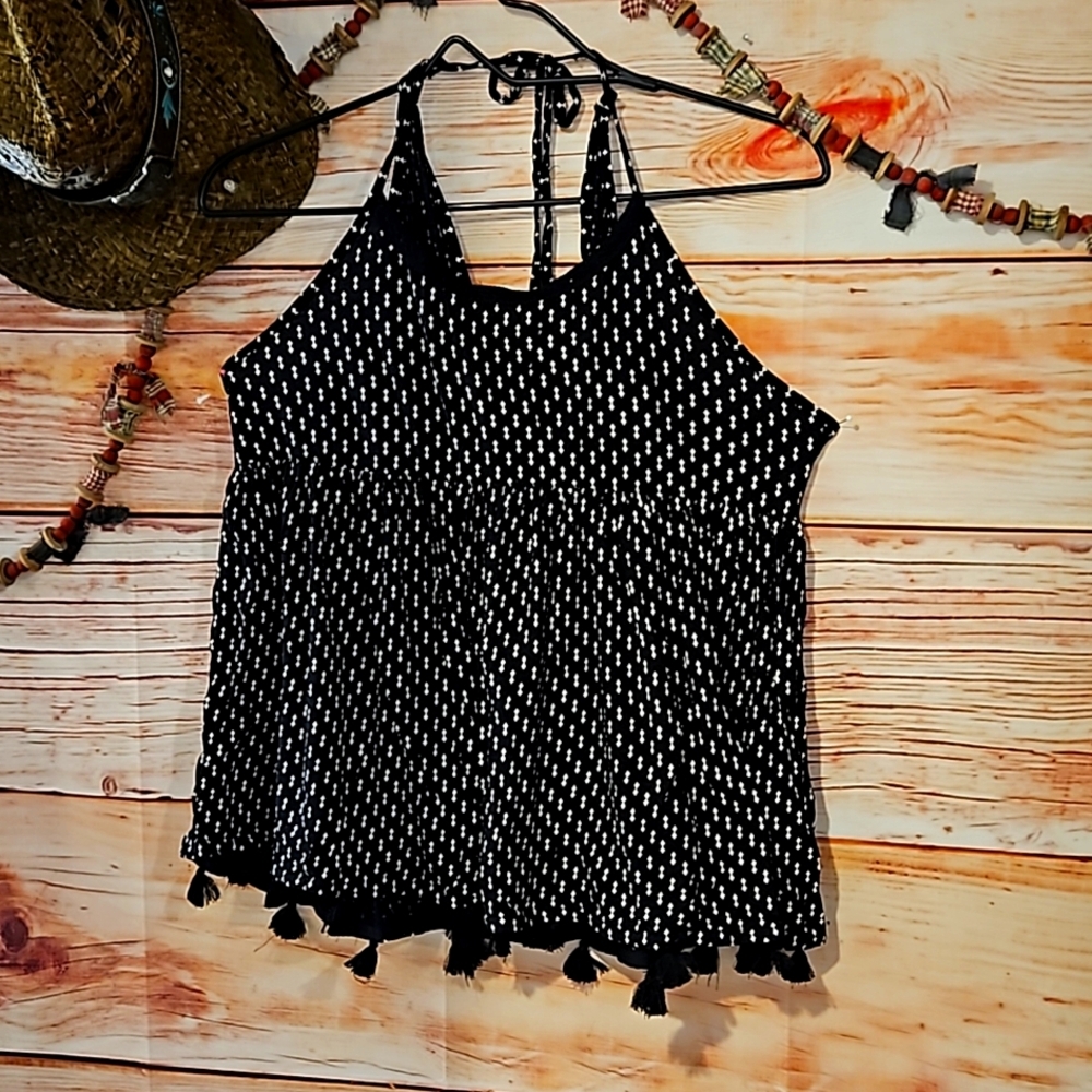 GENTLY PRELOVED "a.n.a. A New Approach" Stylish Tie Neck Tank Top wTassels! Sz M